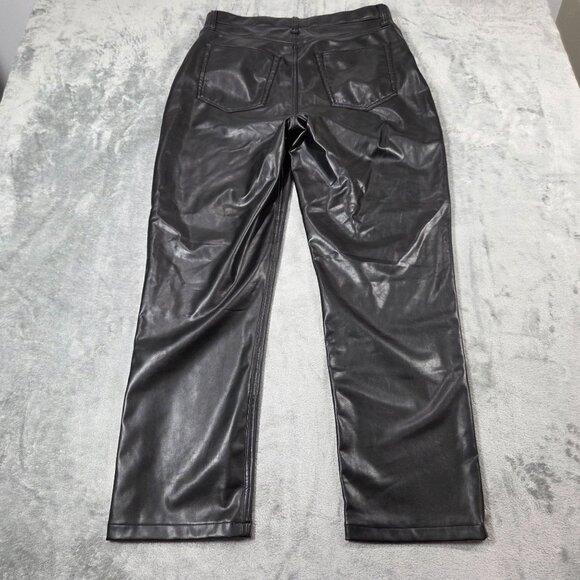 Abercrombie Fitch Pants 14 90s Straight Ultra High Rise Faux Leather Curve Love - Picture 5 of 8